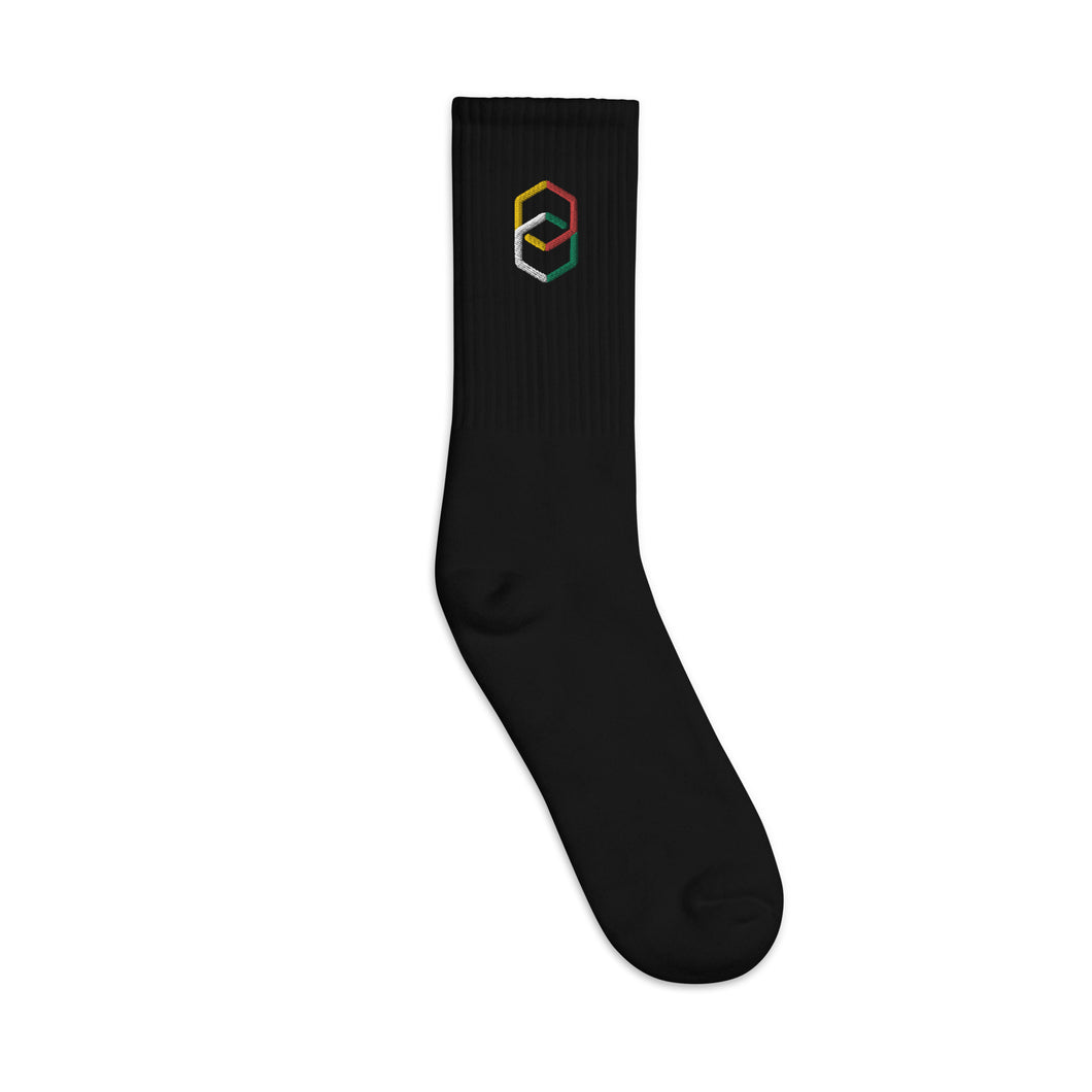 Embroidered socks in black